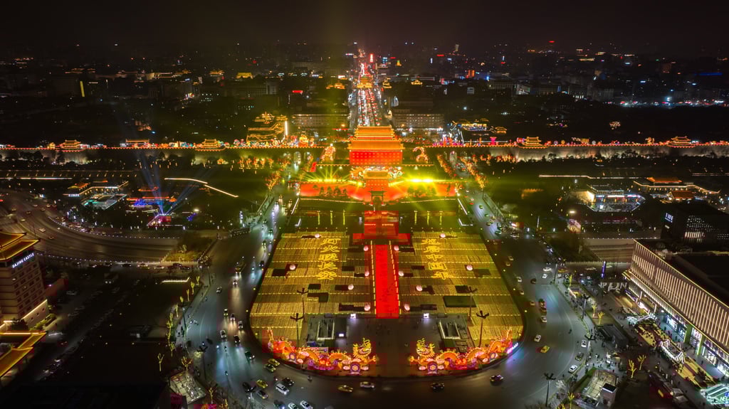 The Drum Tower area in Xian, Shaanxi province, will not host countdowns, light shows, commercial promotions or any other activities for New Year’s Eve, according to local police. Photo: CFOTO/Future Publishing via Getty Images The Drum Tower area in Xian, Shaanxi province, will not host countdowns, light shows, commercial promotions or any other activities for New Year’s Eve, according to local police. Photo: CFOTO/Future Publishing via Getty Images
