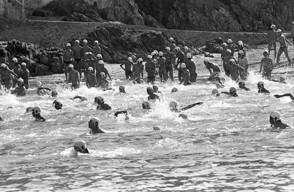 Contestants brave the cold at the 1980 New Year Winter Swimming Lifesaving Championships. Photo: SCMP Archives Contestants brave the cold at the 1980 New Year Winter Swimming Lifesaving Championships. Photo: SCMP Archives