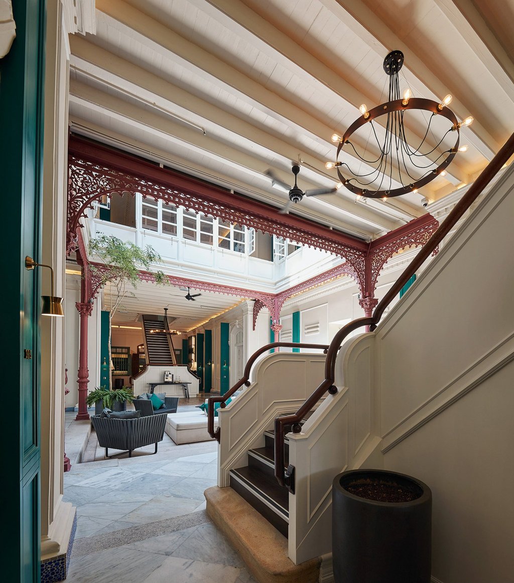 The open-air courtyard at the heart of the hotel is a great place to meet fellow travellers. Photo: Handout