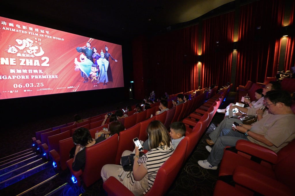 People attend the premiere of the Chinese animated film “Ne Zha 2” at The Projector cinema in Singapore in March 2025. Photo: Xinhua People attend the premiere of the Chinese animated film “Ne Zha 2” at The Projector cinema in Singapore in March 2025. Photo: Xinhua