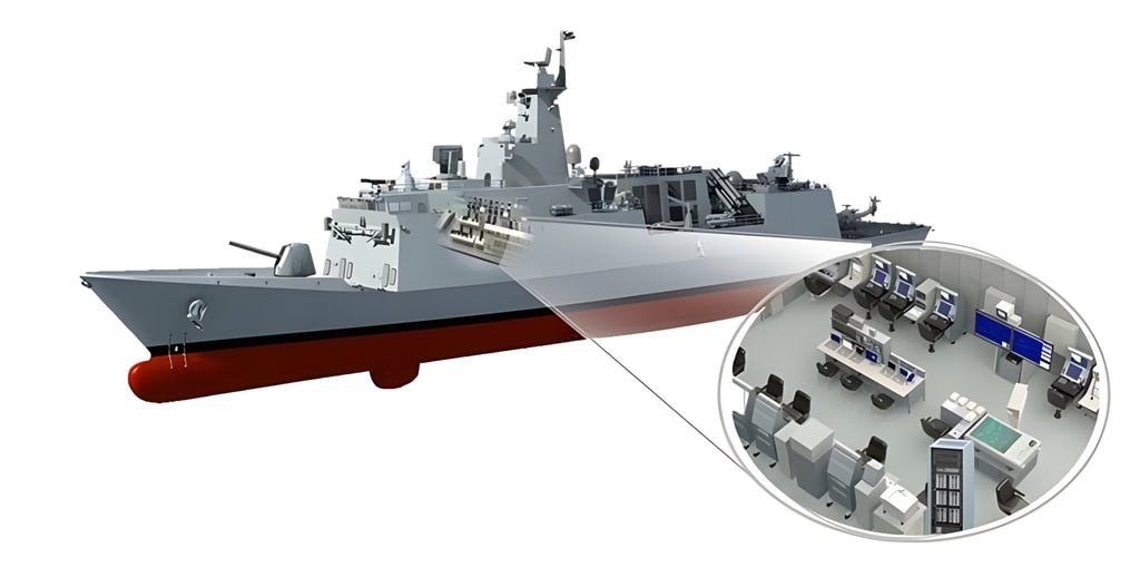 A rendered image of Hanwha Systems’ naval combat management system. Photo: Hanwha Systems A rendered image of Hanwha Systems’ naval combat management system. Photo: Hanwha Systems