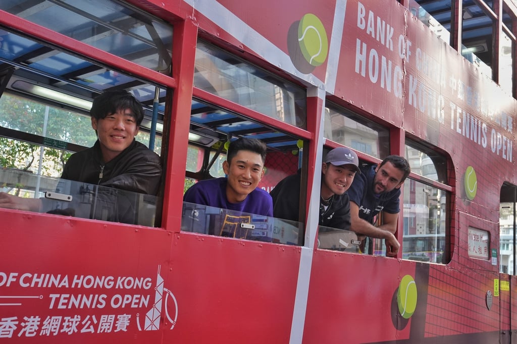 Coleman Wong (left) with fellow Hong Kong Open competitors Jerry Shang, Wu Yibing and Marin Cilic. Photo: Elson Li