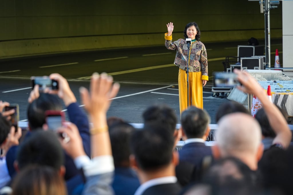Secretary for Transport and Logistics Mable Chan takes part in the commissioning ceremony of the Central Kowloon Bypass. Photo: Eugene Lee