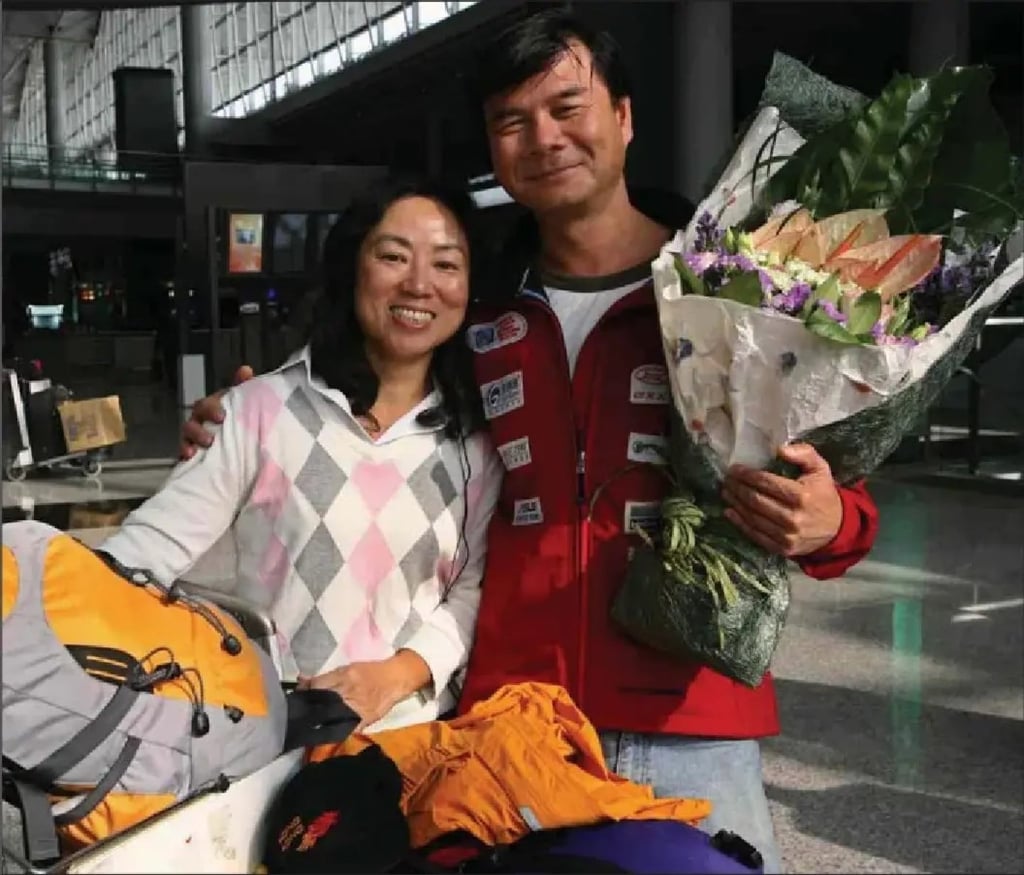 Chung Kin-man, pictured with wife Ann, returns from his South Pole adventure. Photo: Robert Ng