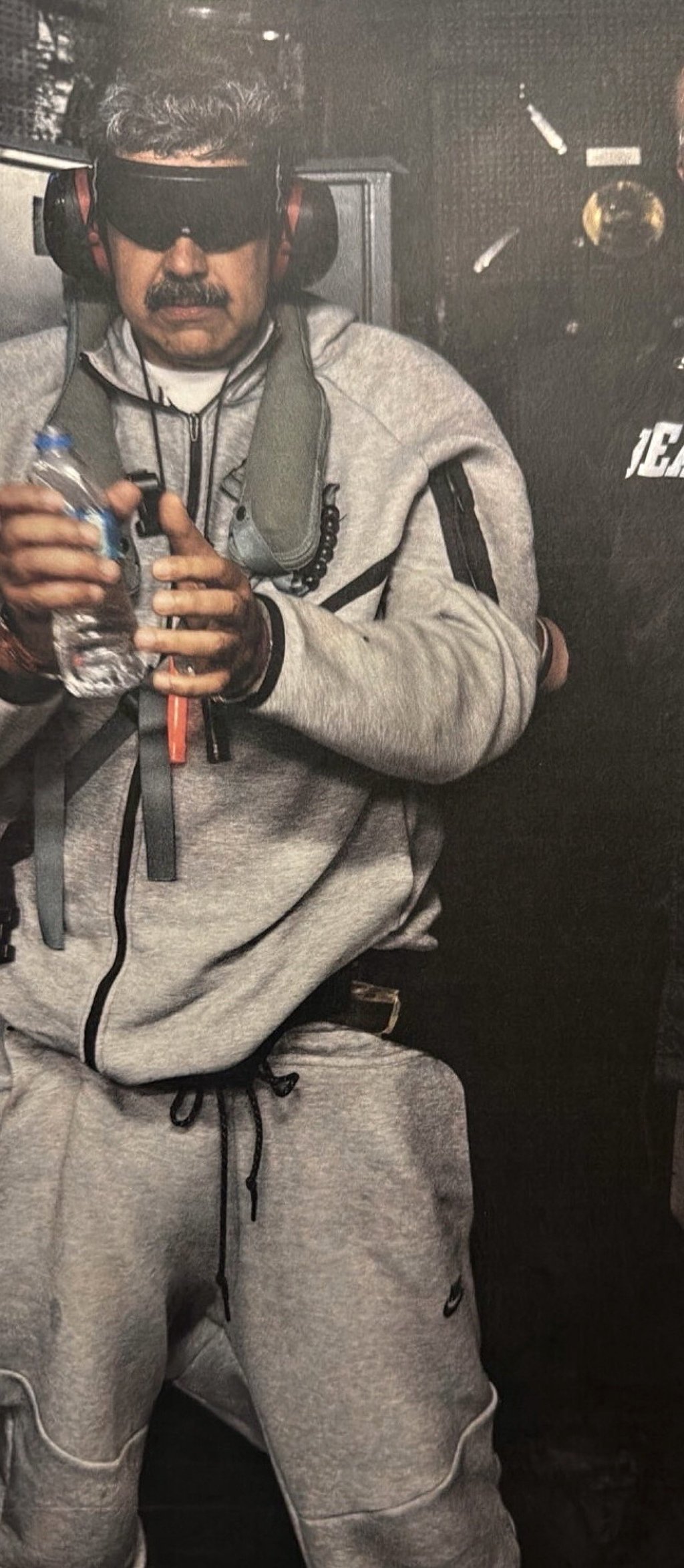 Venezuelan President Nicolas Maduro aboard USS Iwo Jima wearing a Nike tracksuit. Photo: White House via EPA