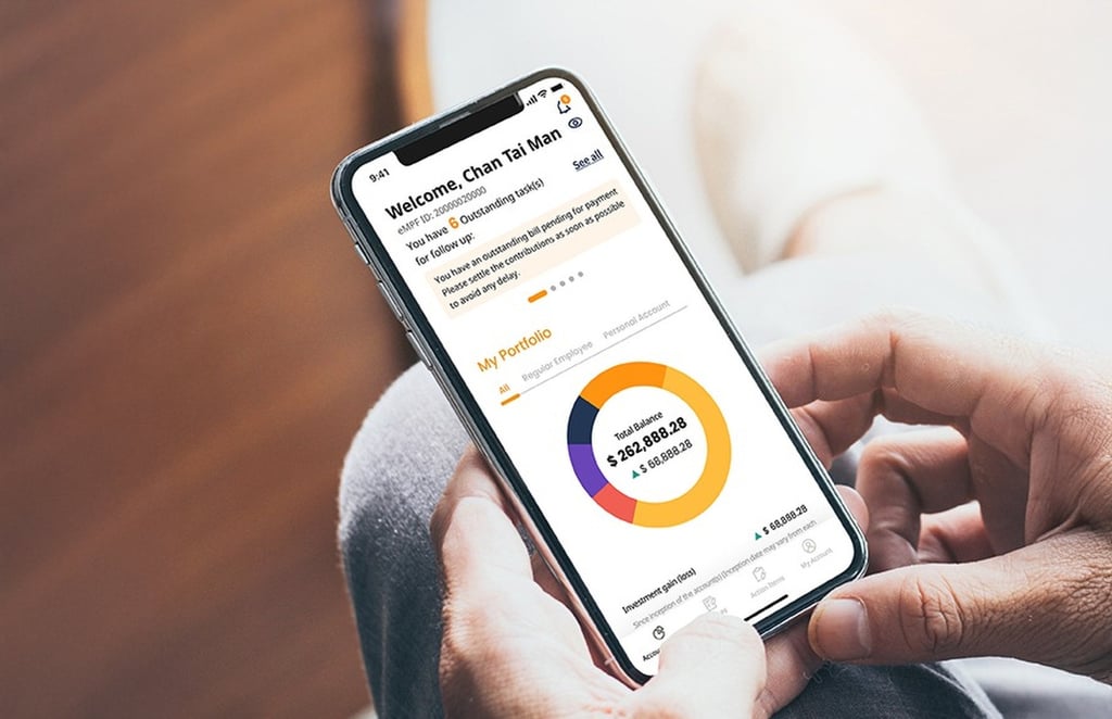The eMPF mobile app, a central electronic platform for managing Mandatory Provident Fund accounts in Hong Kong. Photo: Handout