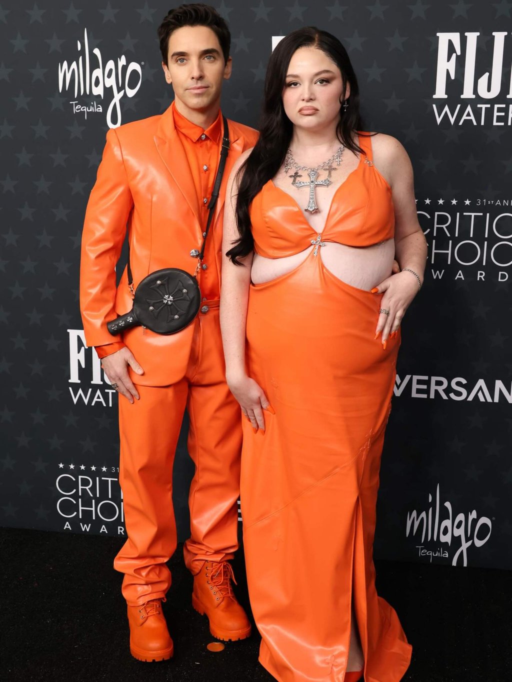 Paul W. Downs and Hacks co-star Megan Stalter in matching outfits at the Critics’ Choice Awards. Photo: @paulwdowns/Instagram