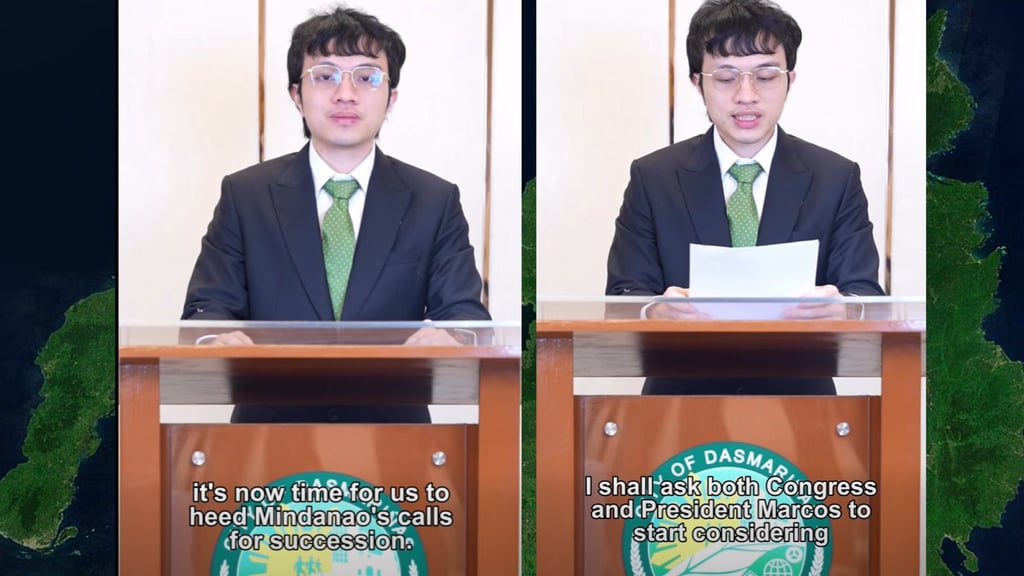 Screenshots from a video posted by Cavite congressman Francisco “Kiko” Barzaga in which he called for the secession of the island of Mindanao from the Philippines. Photo: Facebook / Congressman Kiko Barzaga