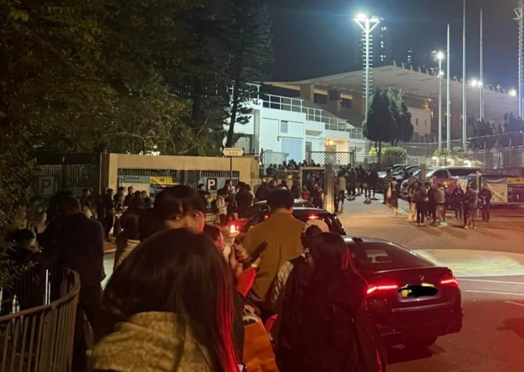 People queuing to use the facilities at Hammer Hill Road Sports Ground. Photo: Handout
