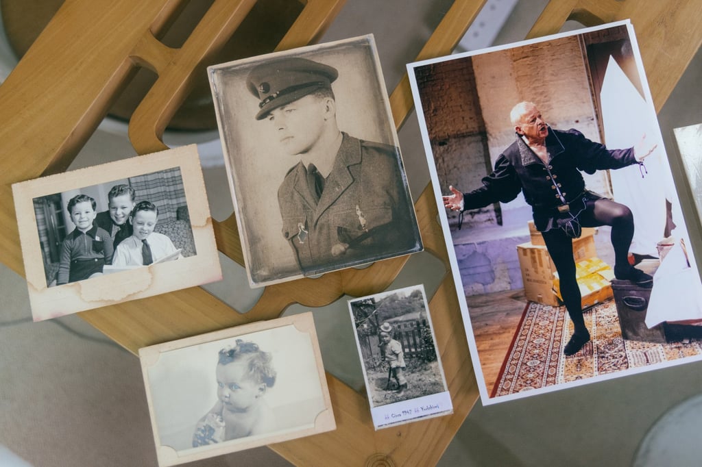 Photos of Neville Sarony from throughout his life include one from 2017 (right), when he played the ghost of John Barrymore in the Hong Kong Players’ production of I Hate Hamlet. Photo: Tracy Wong Photos of Neville Sarony from throughout his life include one from 2017 (right), when he played the ghost of John Barrymore in the Hong Kong Players’ production of I Hate Hamlet. Photo: Tracy Wong