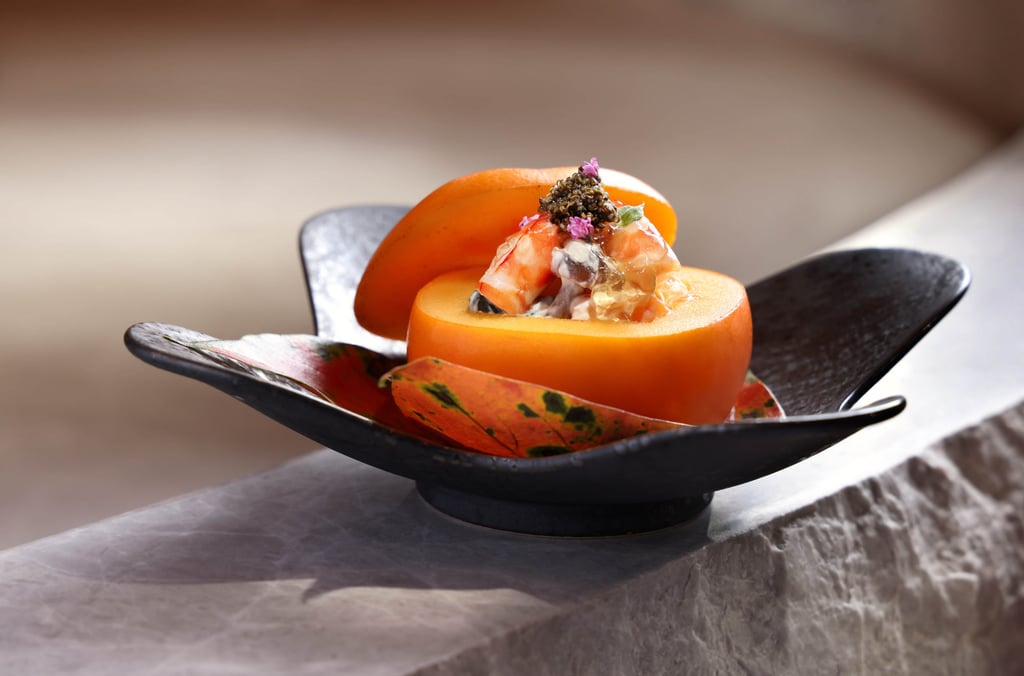 Tiger prawn in persimmon with sesame sauce at Hana no Kumo. Photo: courtesy Hana no Kumo Tiger prawn in persimmon with sesame sauce at Hana no Kumo. Photo: courtesy Hana no Kumo