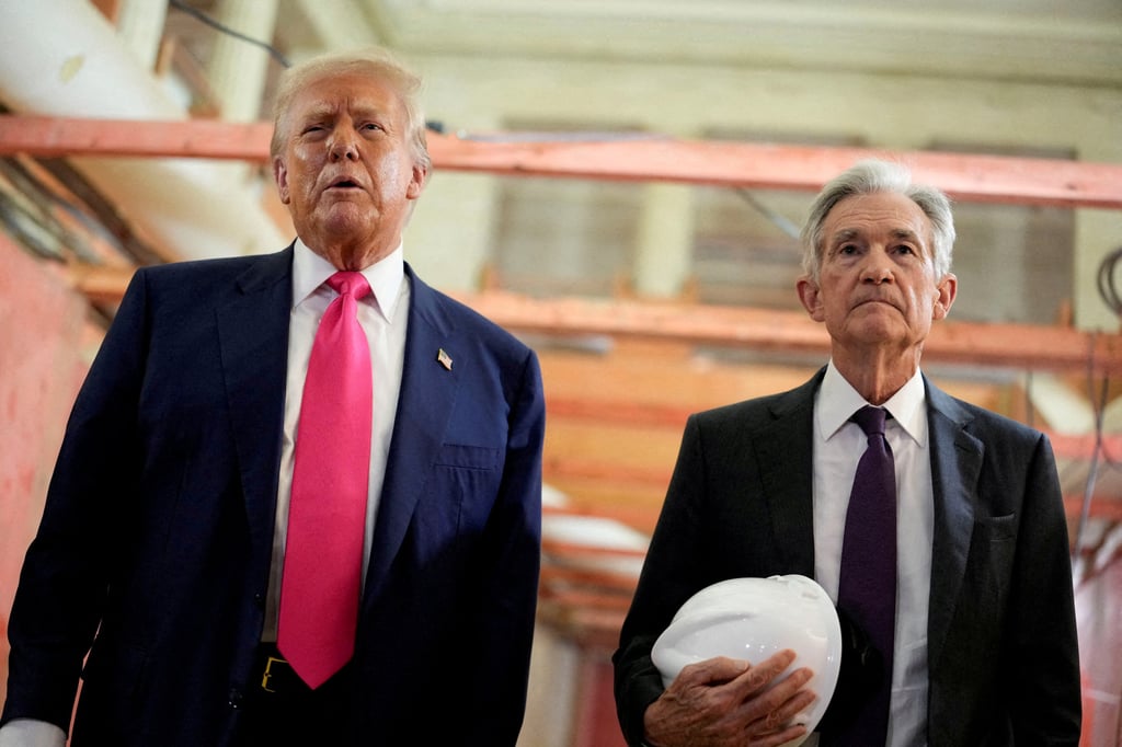 US President Donald Trump and Federal Reserve Chair Jerome Powell during a tour of the Federal Reserve Board building in Washington DC last year. Photo: Reuters