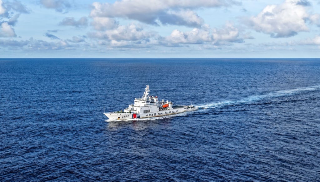 A Chinese coastguard vessel patrols last year near Scarborough Shoal, a disputed South China Sea area also claimed by the Philippines. Photo: Xinhua