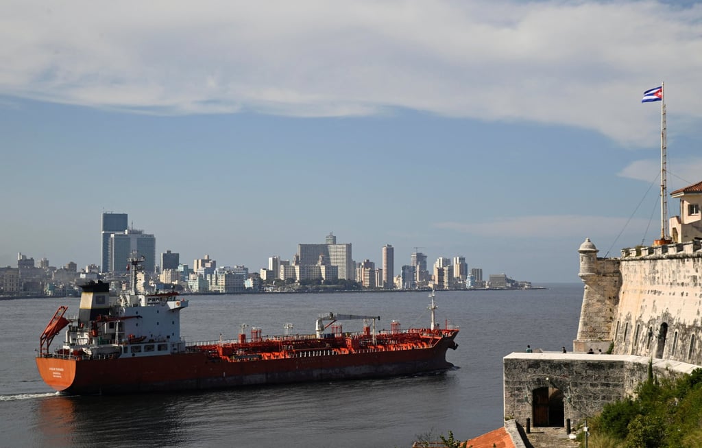 A Liberian-flagged oil-chemical tanker sails through Havana Bay in Cuba. Photo: Reuters