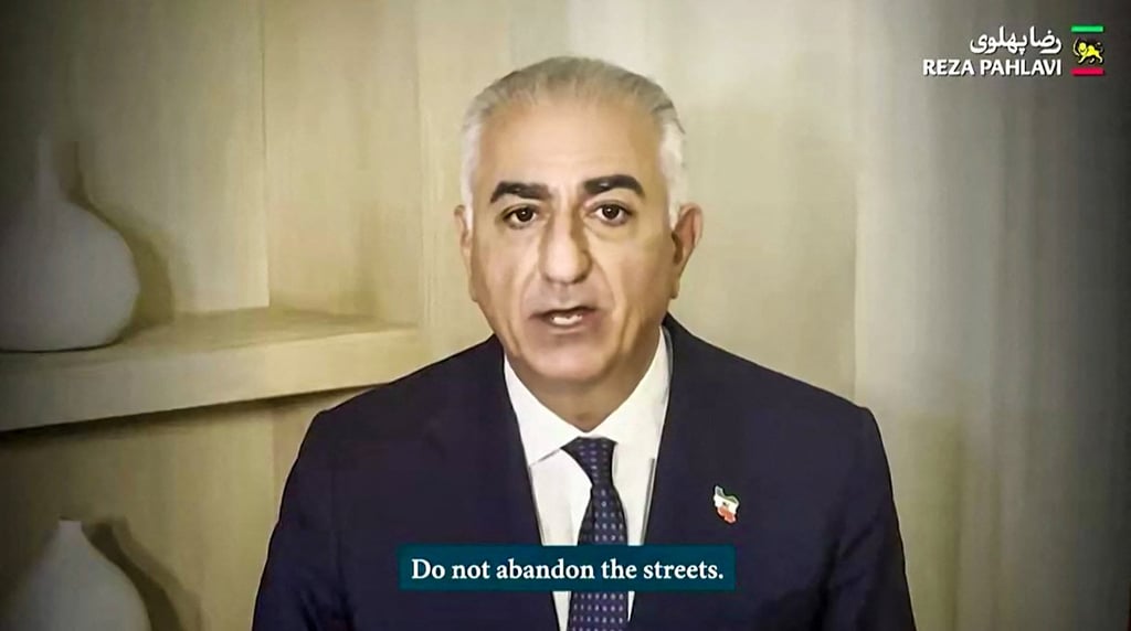 Reza Pahlavi delivers a message to protesters last week. Photo: Reza Pahlavi via AFP