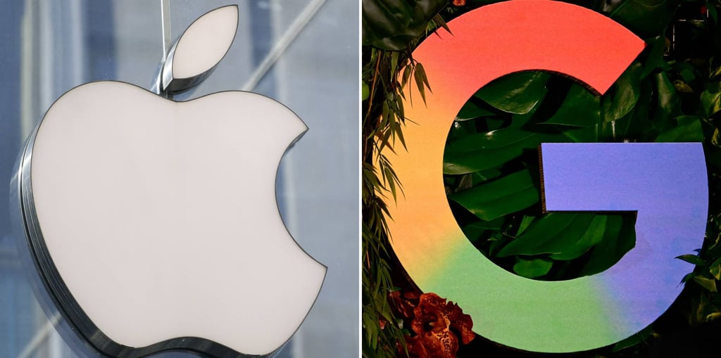This combination of pictures created on January 12, 2026 shows the Apple and Google logos. Photo: AFP