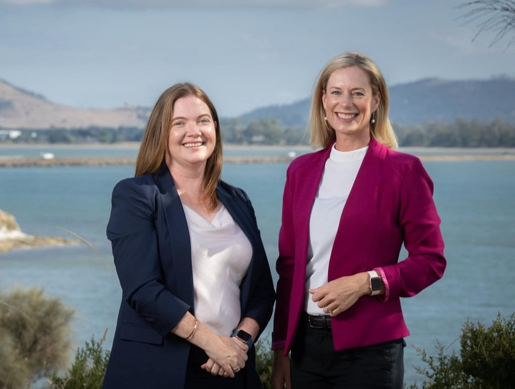 Sarah Lovell (left) and Rebecca White were among the Labor MPs playing the “shoot, s*** or marry” game at Taste of Summer festival in Hobart. Photo: Handout
