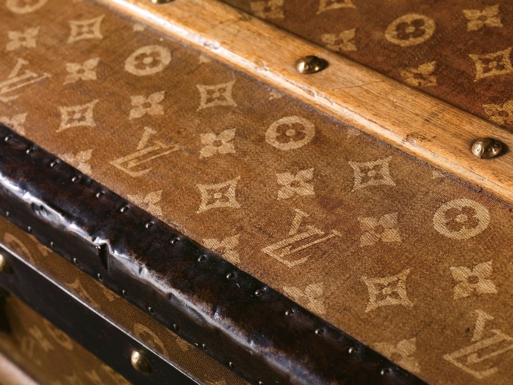 Detail of a Louis Vuitton trunk from 1897 showing the famous Monogram. Photo: Handout Detail of a Louis Vuitton trunk from 1897 showing the famous Monogram. Photo: Handout