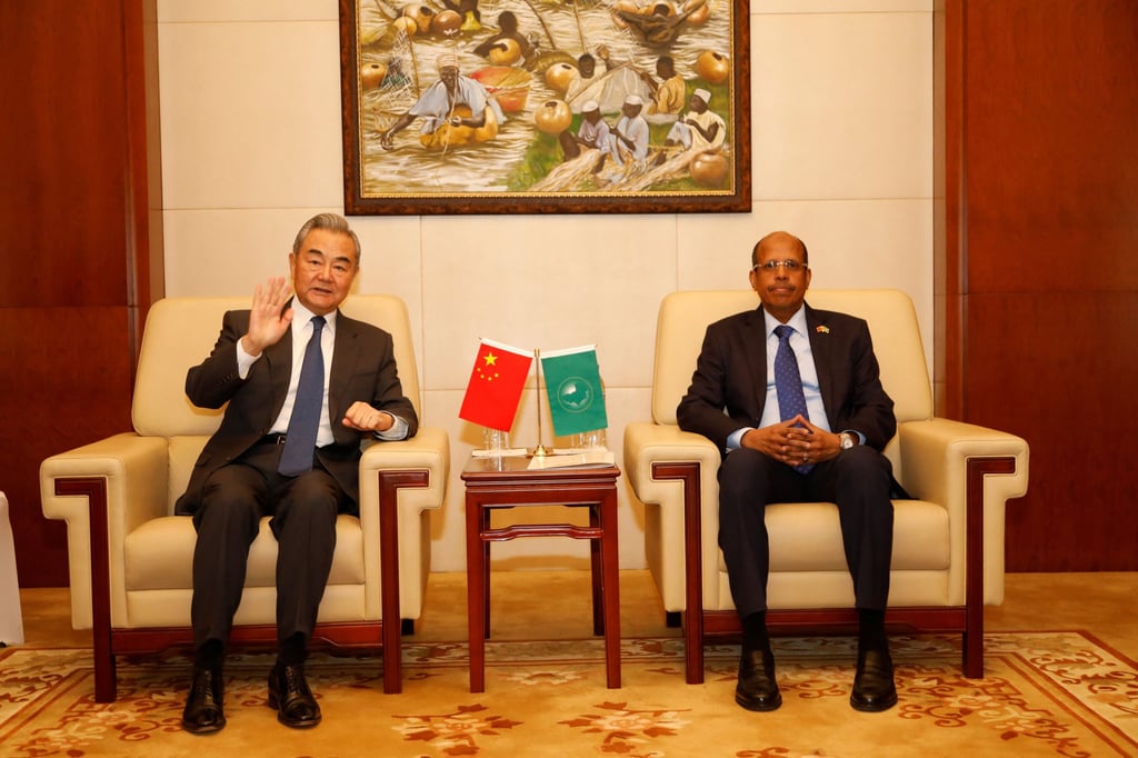 Chinese Foreign Minister Wang Yi with the chairman of the African Union Commission, Mahmoud Ali Youssouf, at the union’s headquarters in Addis Ababa, Ethiopia, on January 8. Photo: via Reuters Chinese Foreign Minister Wang Yi with the chairman of the African Union Commission, Mahmoud Ali Youssouf, at the union’s headquarters in Addis Ababa, Ethiopia, on January 8. Photo: via Reuters