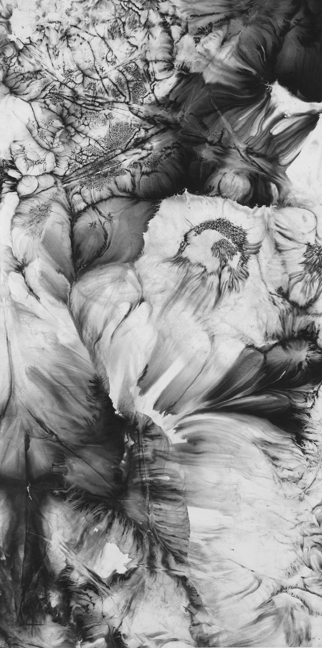 Bingyi’s ink painting “Flowers Beyond Emptiness” (2024-2025). Photo: Asia Society Hong Kong Centre