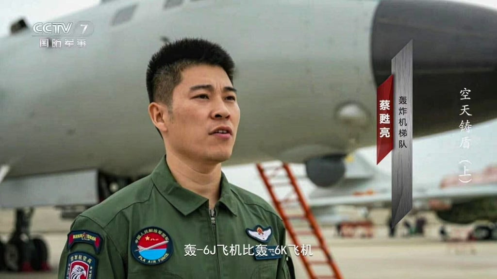 Cai Suliang, identified in a CCTV report as a member of an unspecified PLA bomber formation, says the H-6J can “see maritime targets at greater distances and across a wider area”. Photo: CCTV Cai Suliang, identified in a CCTV report as a member of an unspecified PLA bomber formation, says the H-6J can “see maritime targets at greater distances and across a wider area”. Photo: CCTV