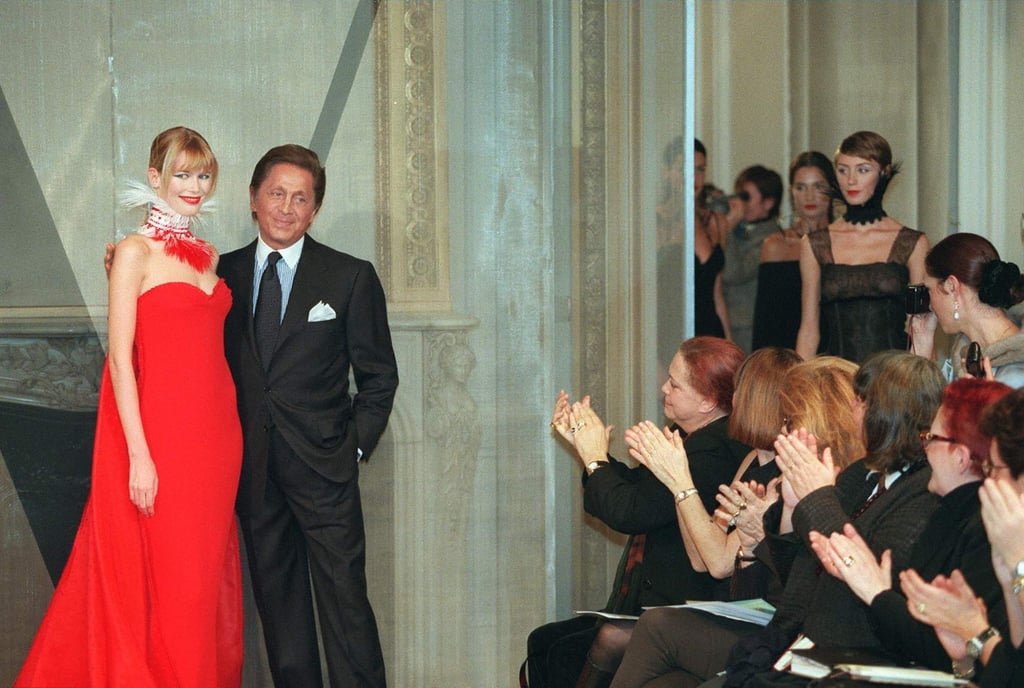 Valentino Garavani and Claudia Schiffer in 1998. Photo: AFP