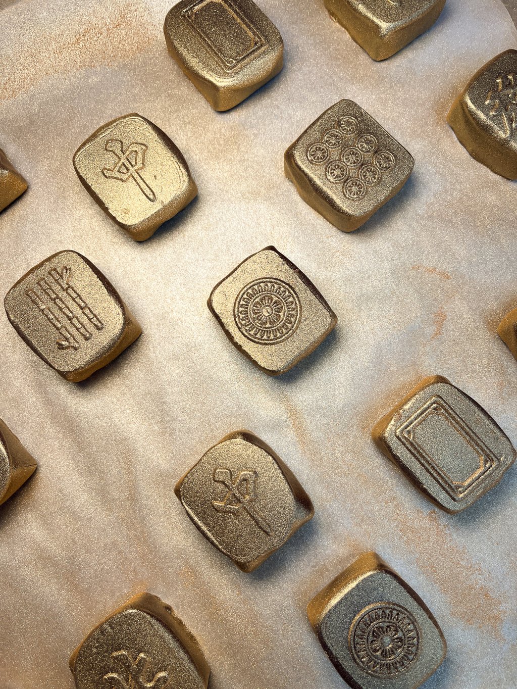 Mahjong tiles made of chocolate from Conspiracy Chocolate. Photo: Conspiracy Chocolate