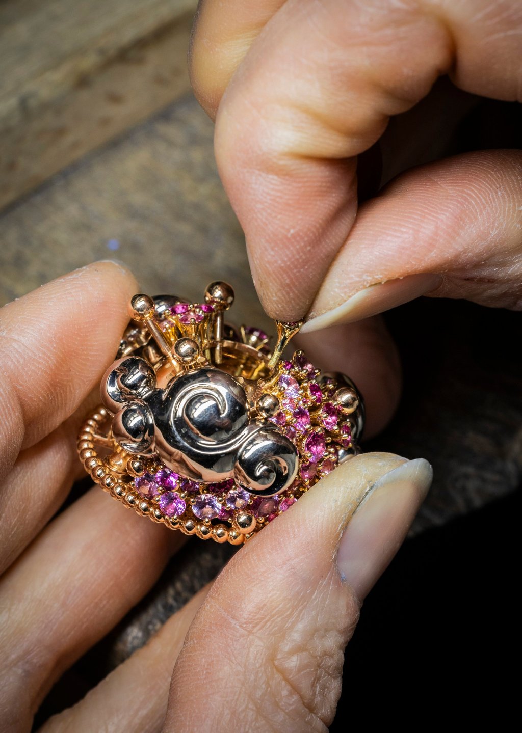 The intricate craftsmanship behind assembling Van Cleef & Arpels’ exquisite Naissance de l’Amour automaton. Photo: Handout