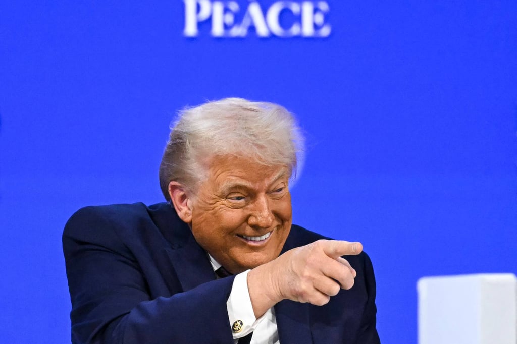 US President Donald Trump at his ‘Board of Peace’ event in Davos on Thursday. Photo: AFP
