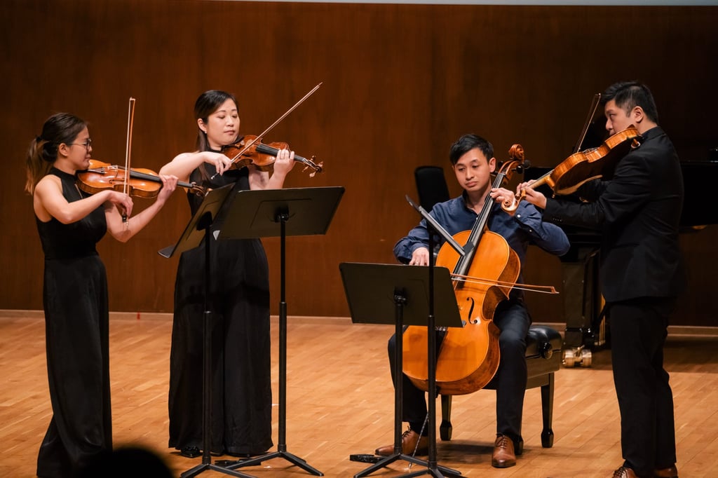 Romer Quartet featuring (from left) Kitty Cheung, Kiann Chow, Eric Yip and Ringo Chan play the 2023 Beare’s Premiere Music Festival concert. Photo: courtesy PPHK