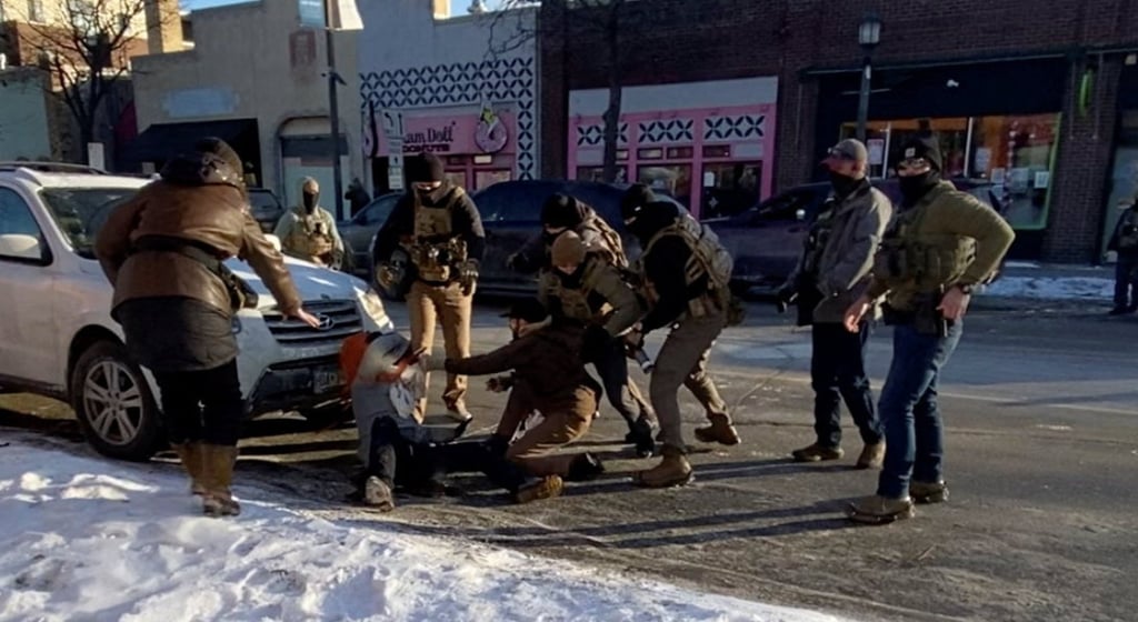 A video screengrab shows a law enforcement officer pinning Alex Pretti before he was fatally shot in Minneapolis on January 24. Photo: Reuters A video screengrab shows a law enforcement officer pinning Alex Pretti before he was fatally shot in Minneapolis on January 24. Photo: Reuters