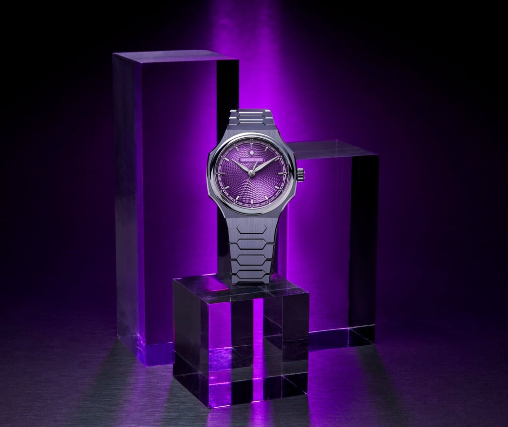 Atelier Wen’s Millésime Perception Mù in titanium with a purple dial. Photo: Handout Atelier Wen’s Millésime Perception Mù in titanium with a purple dial. Photo: Handout