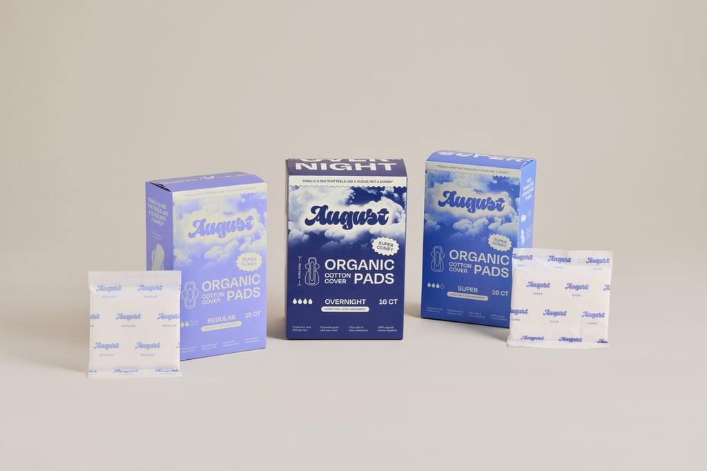 Organic pads from the August menstrual products range. Photo: Handout