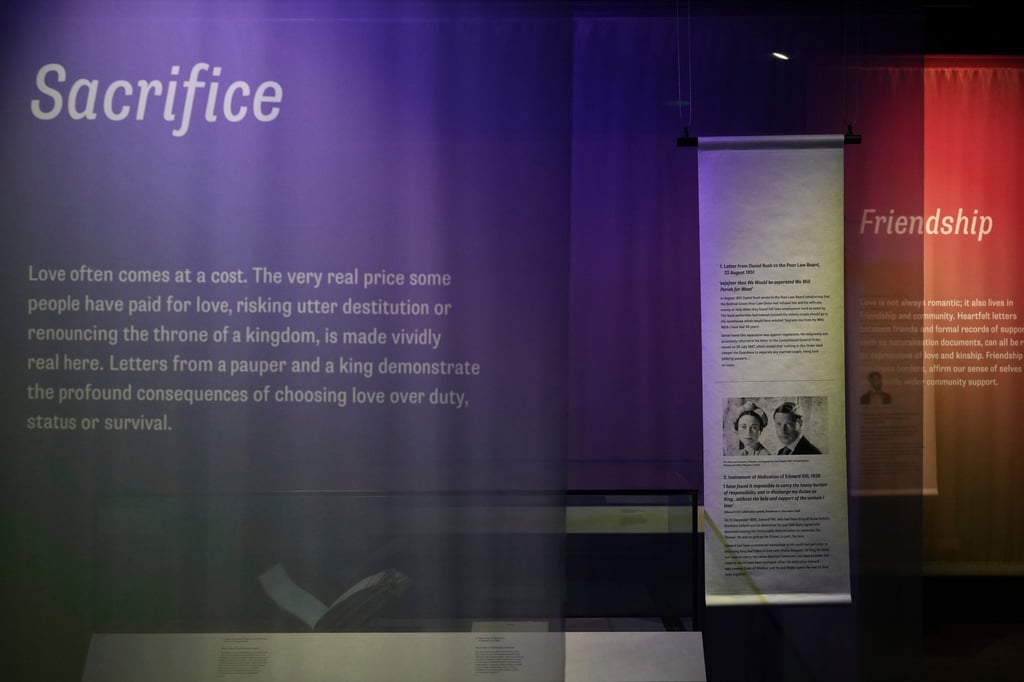 A general view of the Love Letters exhibition at the National Archives. Photo: AP