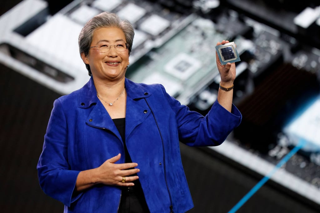 Advanced Micro Devices chair and CEO Lisa Su shows the company’s EPYC “Venice” graphics processing unit during a press conference ahead of the opening of the CES trade show in Las Vegas on January 5, 2026. Photo: AFP