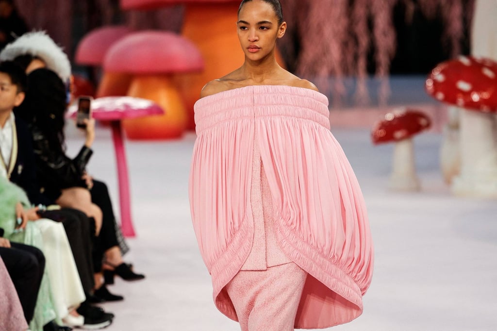 There were plenty of pink hues at the show. Photo: AFP