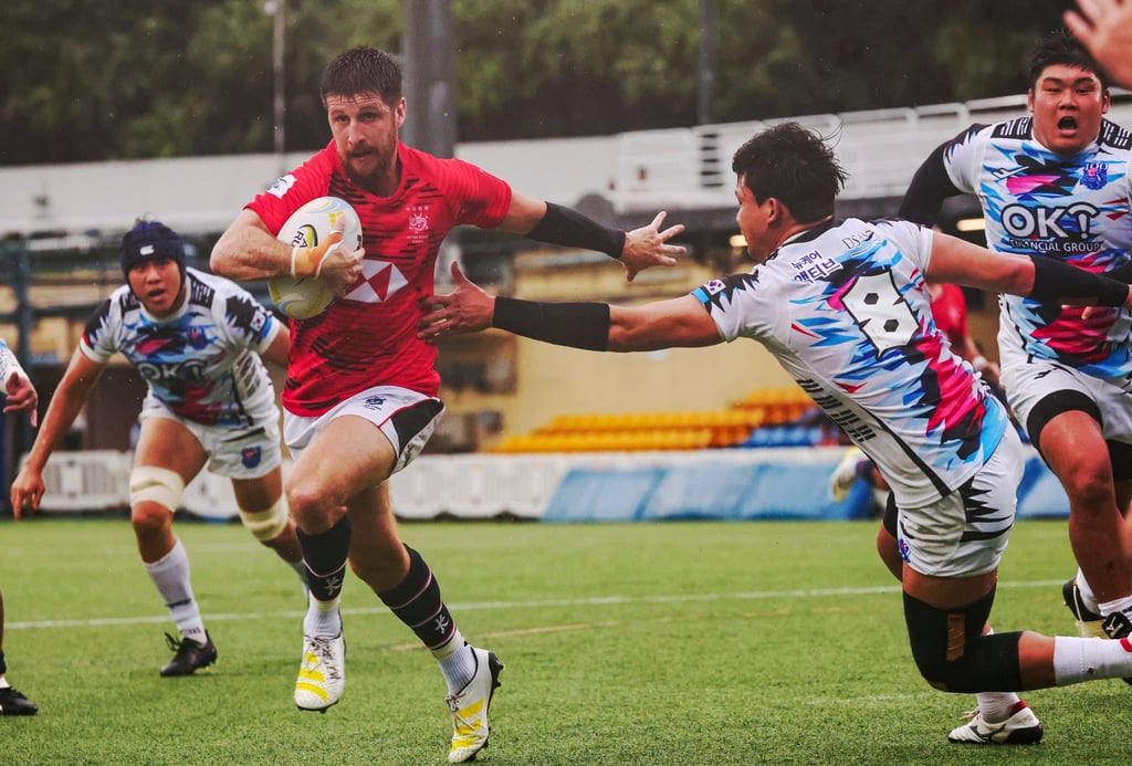 Gregor McNeish makes a break against South Korea in the 2023 Asia Rugby Championships final. Photo: Edmond So Gregor McNeish makes a break against South Korea in the 2023 Asia Rugby Championships final. Photo: Edmond So