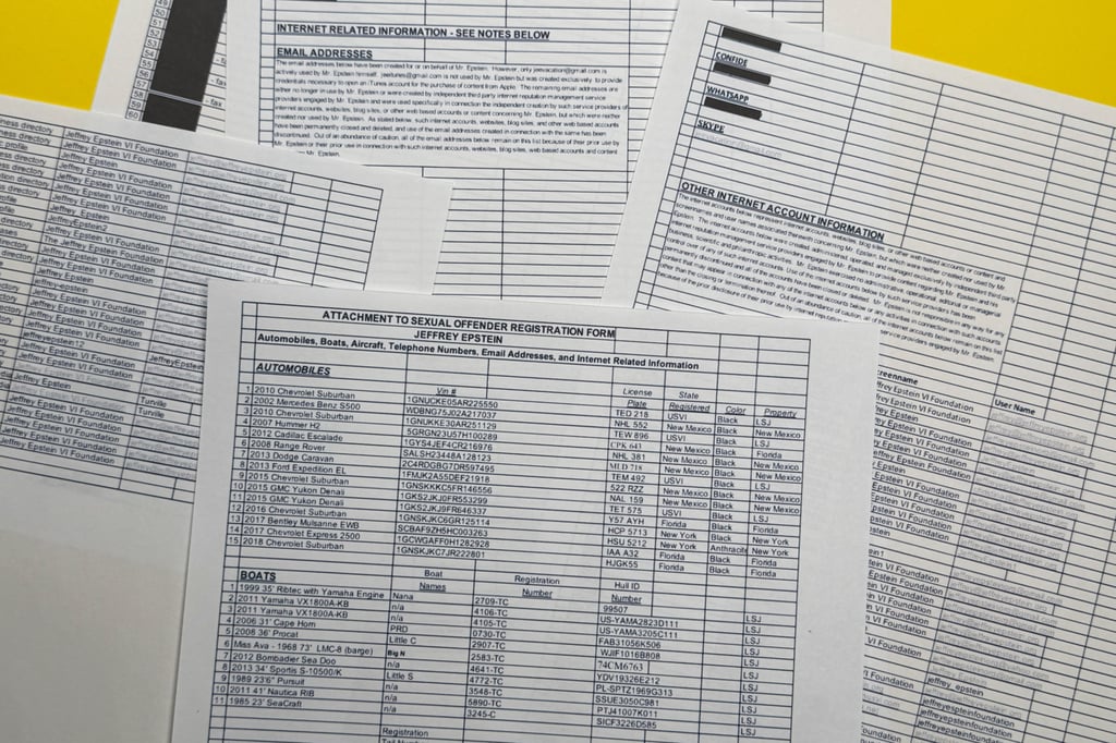 A document that was included in the US Department of Justice’s latest release. Photo: AP