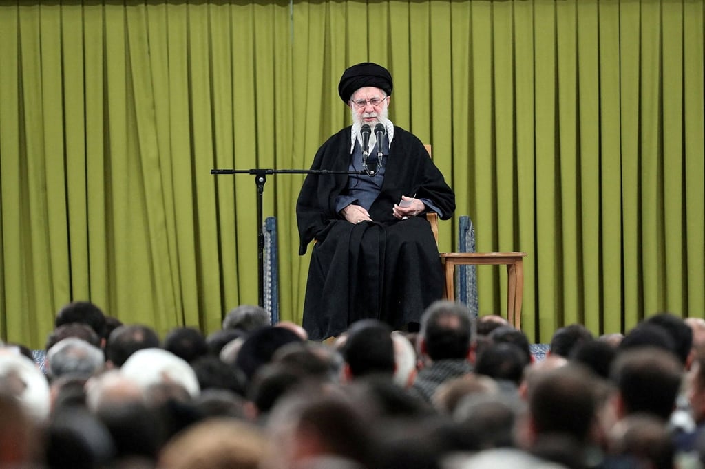 Iran’s Supreme leader Ayatollah Ali Khamenei speaks during a meeting in Tehran on Sunday. Photo: West Asia News Agency via Reuters Iran’s Supreme leader Ayatollah Ali Khamenei speaks during a meeting in Tehran on Sunday. Photo: West Asia News Agency via Reuters