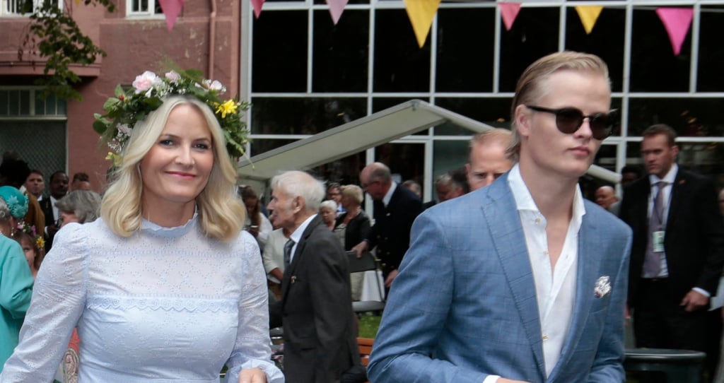 Marius Borg Hoiby (right) next to his mother, Norwegian Crown Princess Mette-Marit, as they attend a garden party in 2016. Photo: AFP