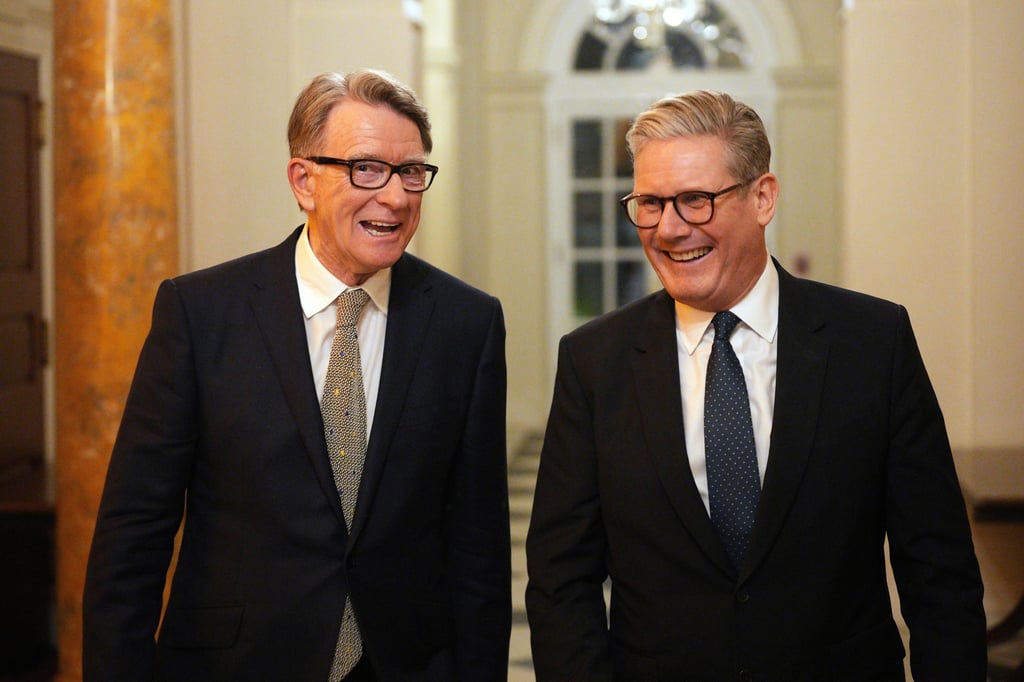 Then-ambassador Peter Mandelson and British Prime Minister Keir Starmer in 2025. Photo: AP