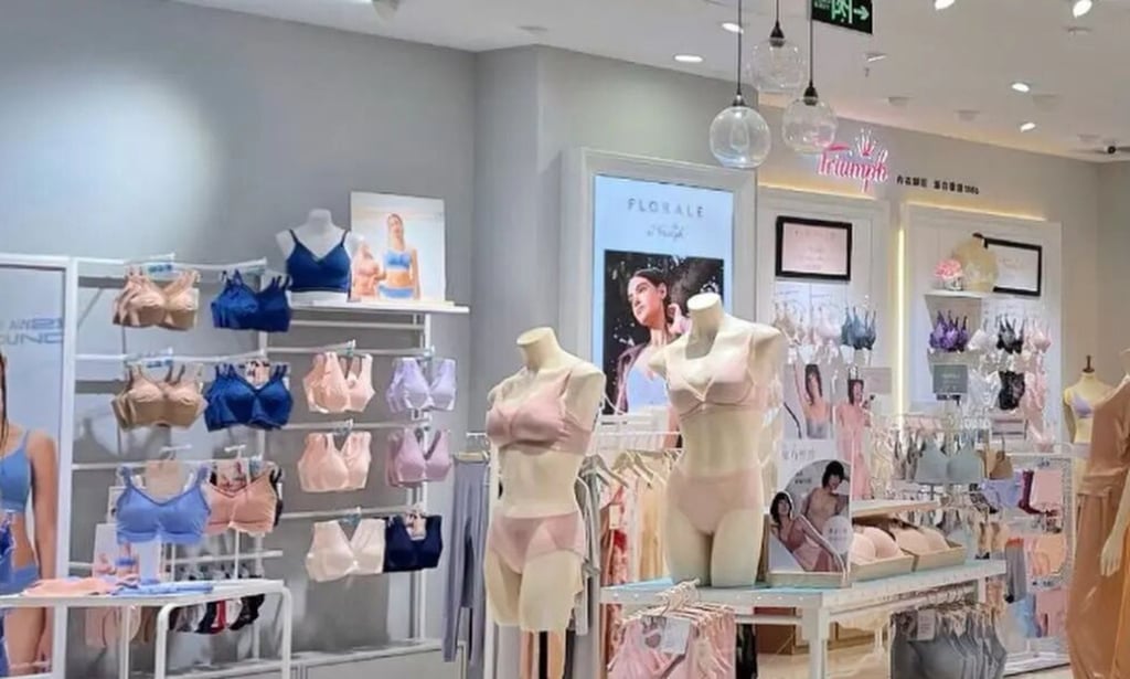 A display of products made by the German lingerie brand Triumph, above. The brand has left the mainland China market. Photo: 36kr