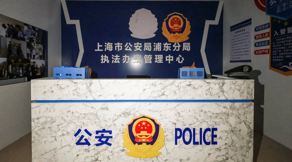 A room set up to imitate a Chinese police station pictured on Monday inside the O’Smach compound in Oddar Meanchey province near the Cambodia-Thailand border. Photo: Reuters