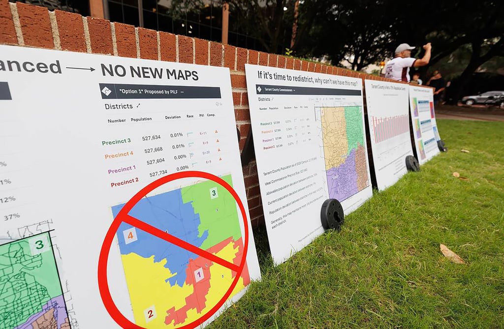 Community members rally in Fort Worth in June 2025 to protest against the proposed redistricting of Tarrant County, Texas. Photo: TNS