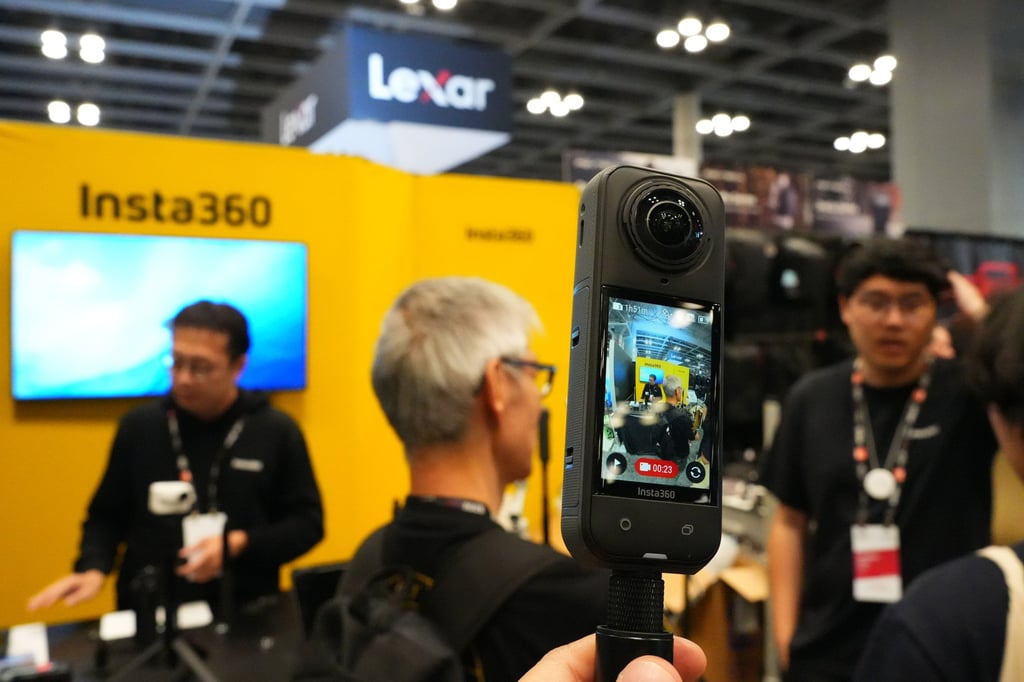 Visitors at the Insta360 booth during BILD Expo 2025 at the Javits Center in New York City. Photo: Getty