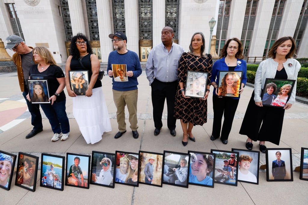 Parents who lost children to social media-related harms hold a vigil ahead of a social media addiction trial, in Los Angeles, California, US, on Thursday. Photo: Reuters
