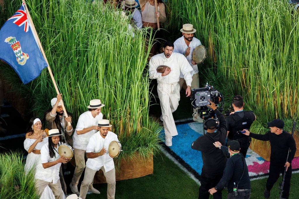 Bad Bunny performing during the halftime show at the Super Bowl championship game between the Seattle Seahawks and New England Patriots, in Santa Clara, California, on Sunday. 2026. Photo: AP Bad Bunny performing during the halftime show at the Super Bowl championship game between the Seattle Seahawks and New England Patriots, in Santa Clara, California, on Sunday. 2026. Photo: AP