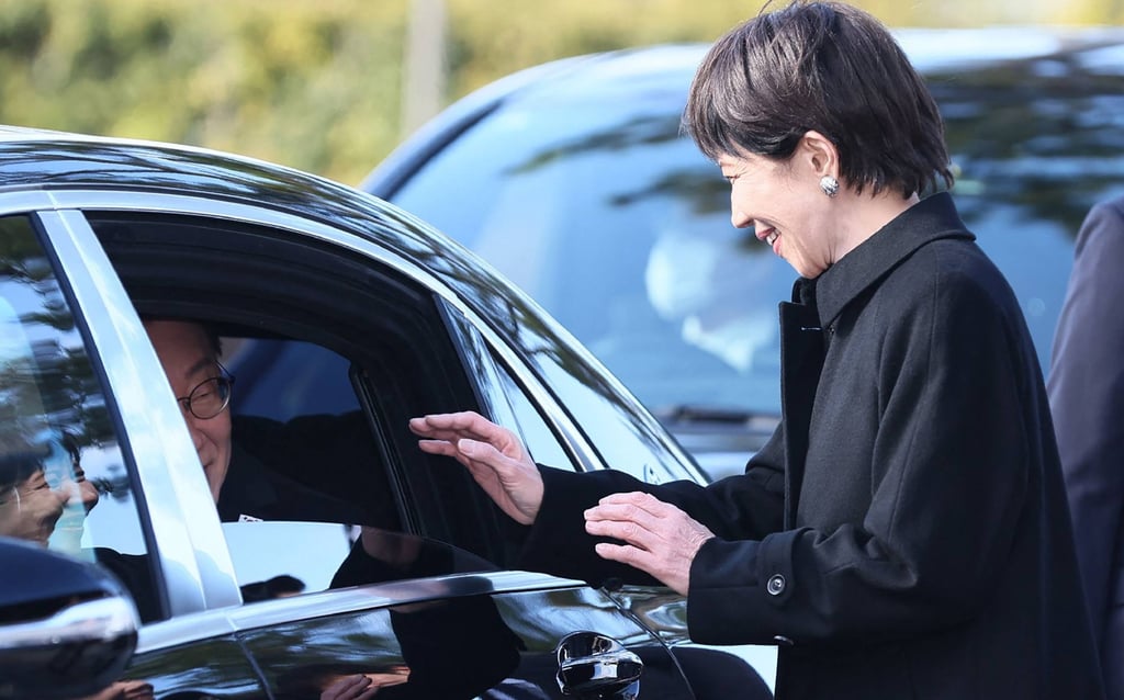 Japan’s Prime Minister Sanae Takaichi sees off South Korea’s President Lee Jae Myung at the Horyu-ji Temple on January 14. Photo: Jiji Press/AFP