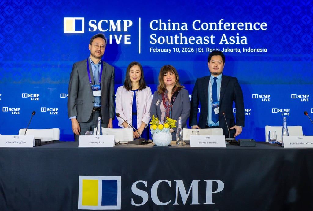 (From left) Chow Chung-yan, editor-in-chief of the South China Morning Post; Tammy Tam, SCMP publisher; Shinta Kamdani, coordinating vice-chairwoman at the Indonesian Chamber of Commerce and Industry (Kadin); and Steven Marcelino, managing partner of Equatorise Advisory.Photo: SCMP