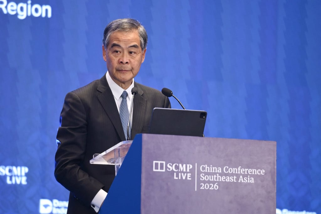 Hong Kong’s Leung Chun-ying speaks at the China Conference: Southeast Asia 2026 in Jakarta. Photo: SCMP